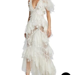 Beautiful White Rhythmic Fluted Gown by Zimmerman.